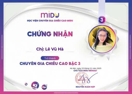 Chứng chỉ Chuyên gia chiều cao Bậc 3 — Học viện Chuyên gia Chiều cao MIDU